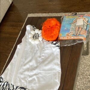 Wilma Flintstone Costume with Orange Wig